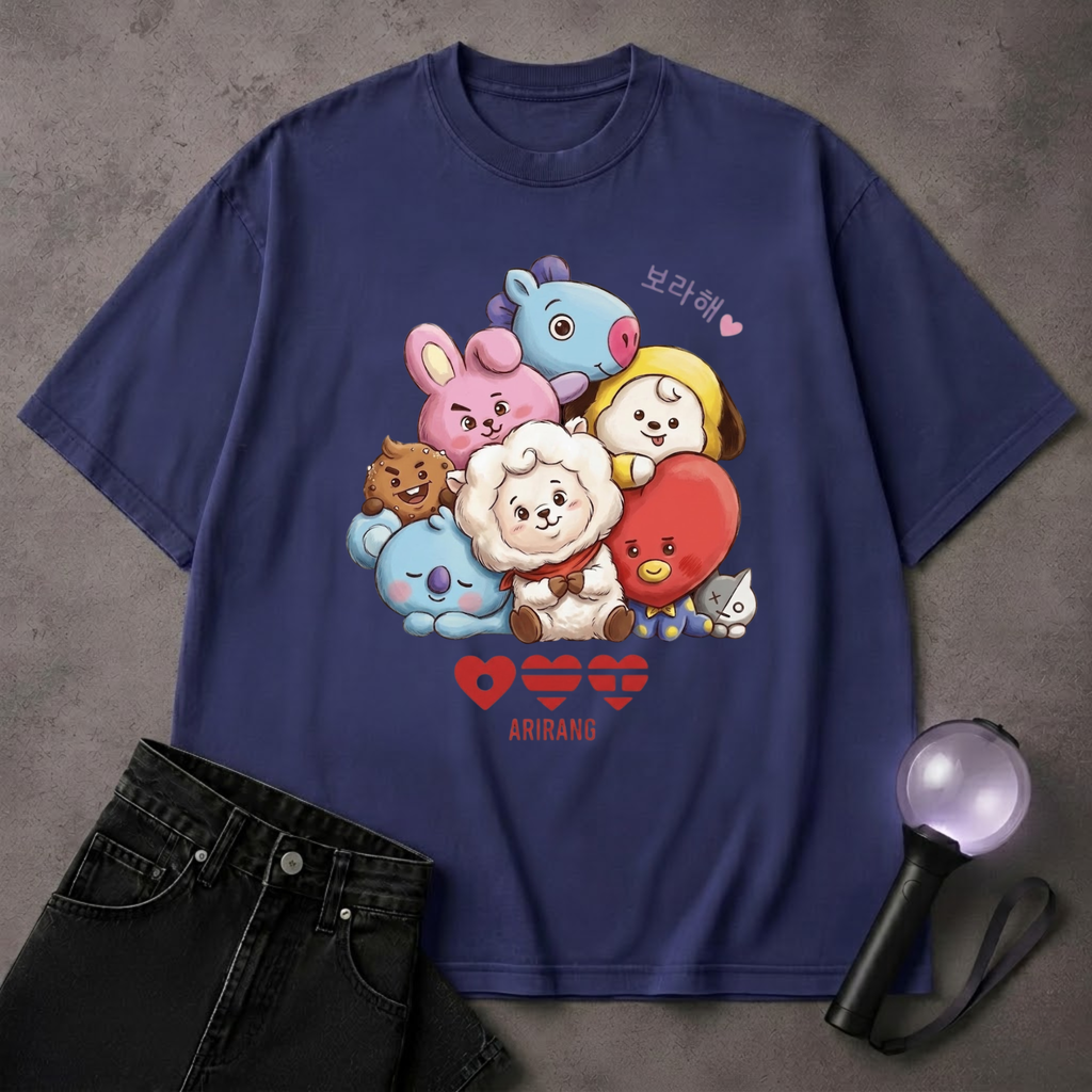 Cute Kpop Disney BT21 Character T-Shirt | ARMY Fan Art Tee | Korean Pop Gift