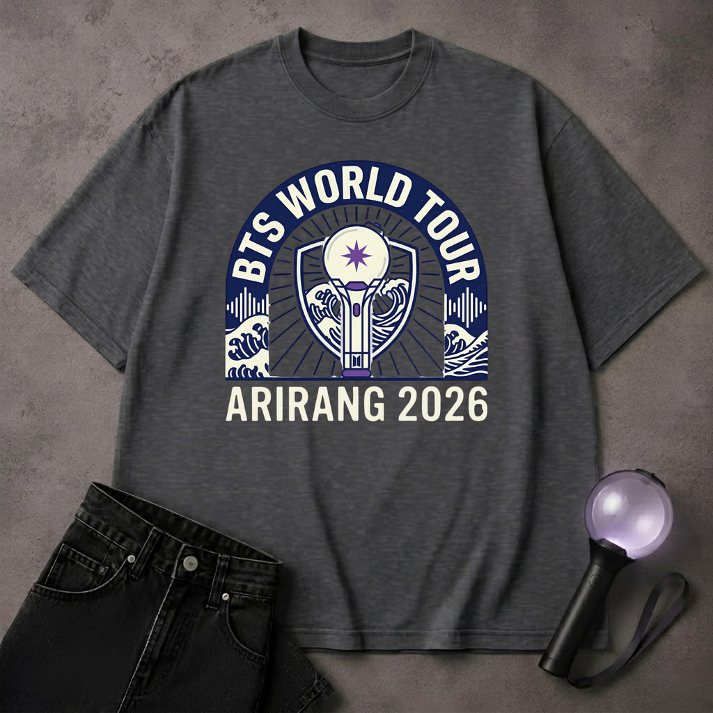 BTS World Tour Arirang 2026 T-Shirt | ARMY Lightstick Concert Merch Style Tee