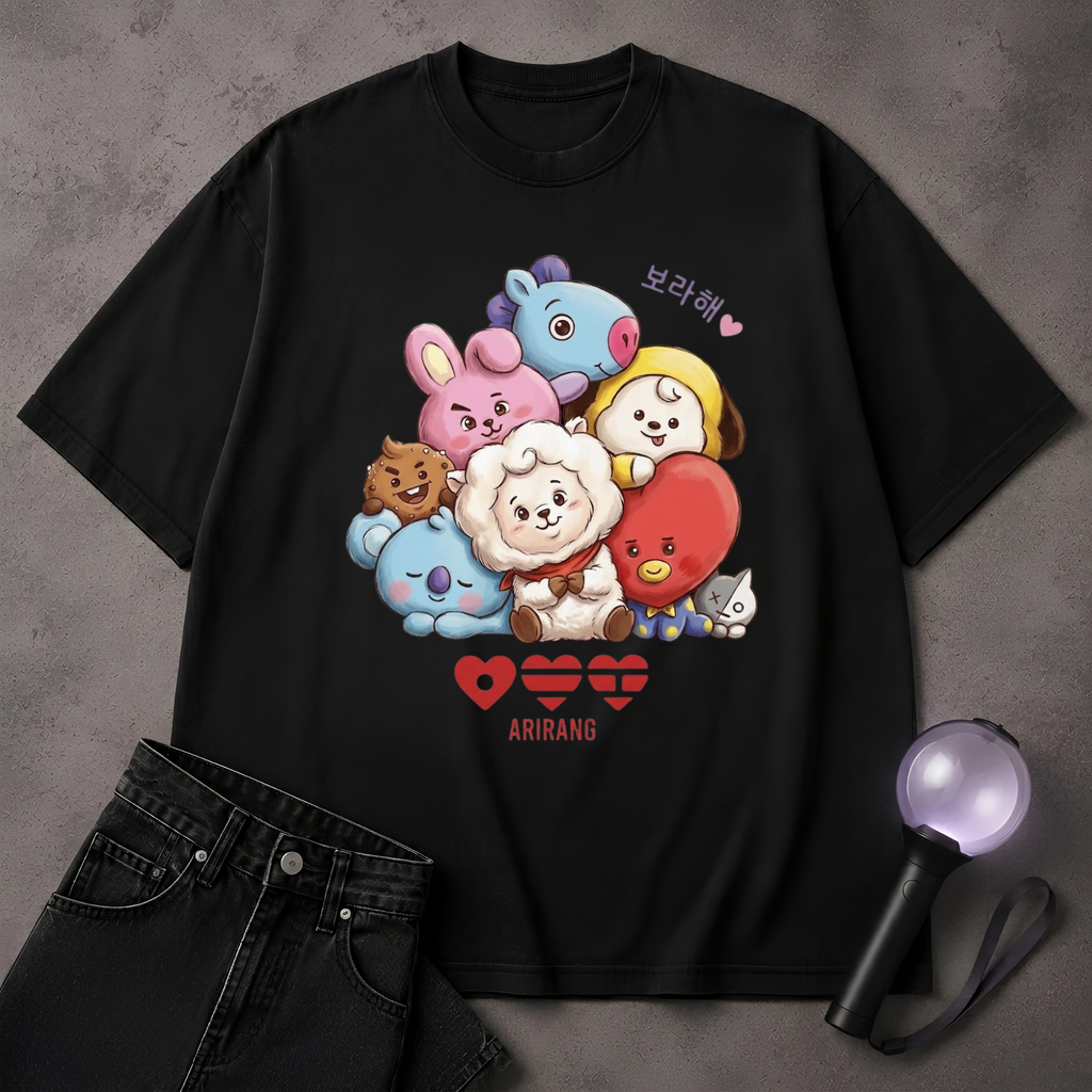 Cute Kpop Disney BT21 Character T-Shirt | ARMY Fan Art Tee | Korean Pop Gift
