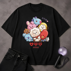 Cute Kpop Disney BT21 Character T-Shirt | ARMY Fan Art Tee | Korean Pop Gift