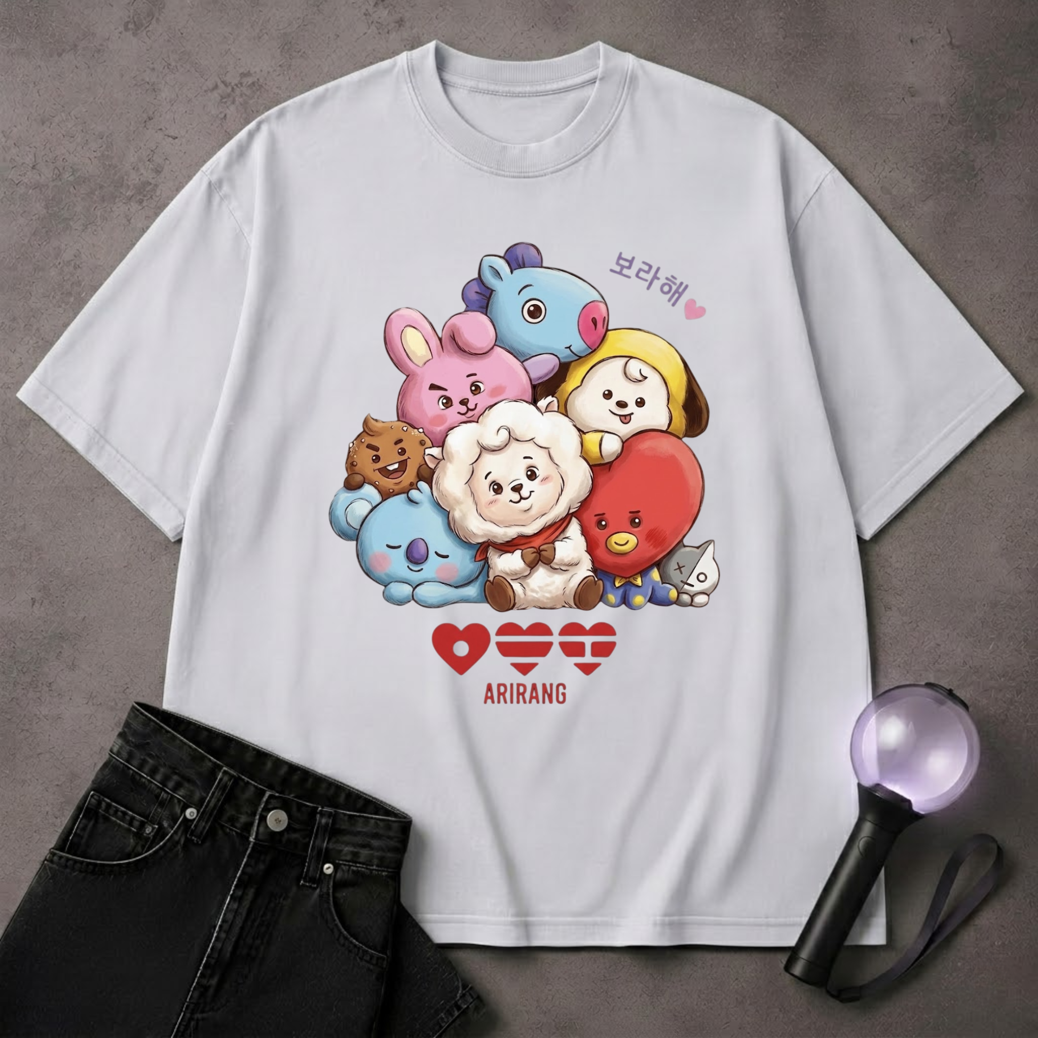 Cute Kpop Disney BT21 Character T-Shirt | ARMY Fan Art Tee | Korean Pop Gift
