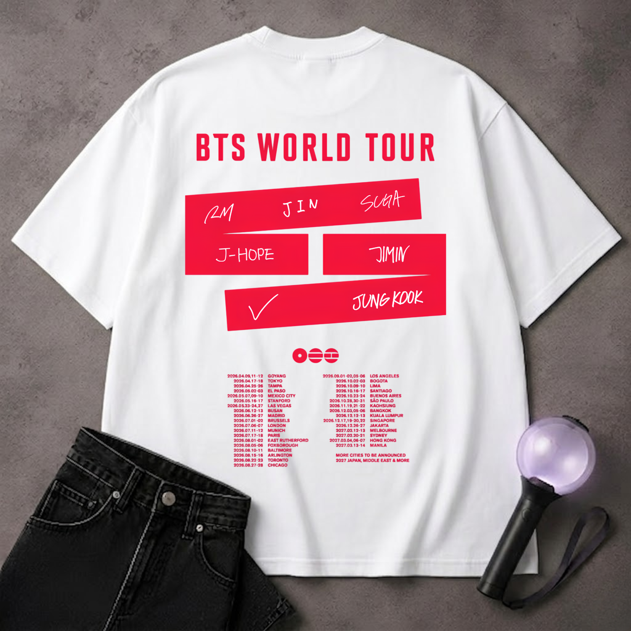 BTS World Tour concert 2026, Bangtan Comeback Arirang t-shirt