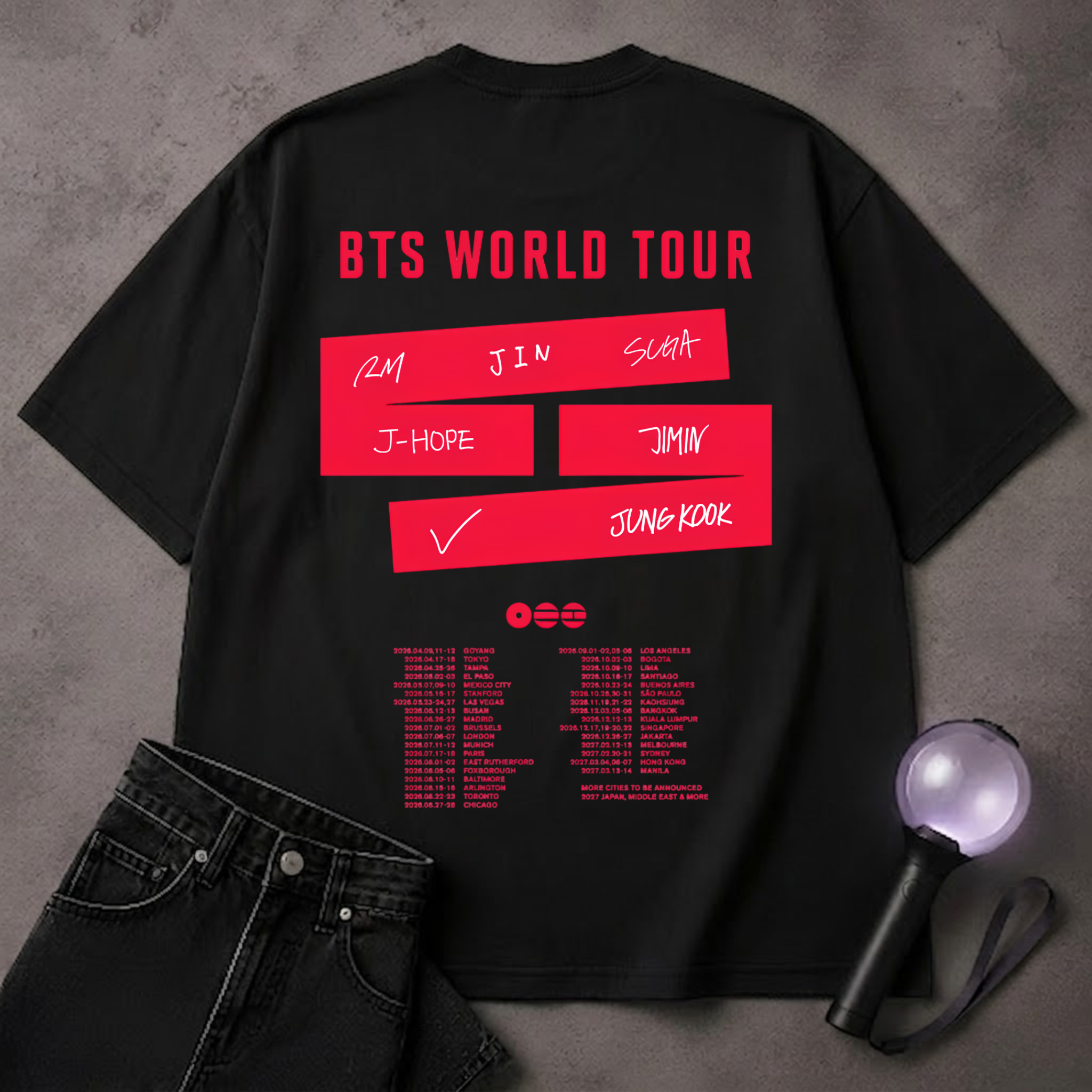 BTS World Tour concert 2026, Bangtan Comeback Arirang t-shirt